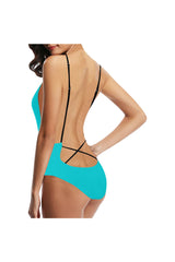 marine blue Sexy Lacing Backless One-Piece Swimsuit (Model S10) - Objet D'Art