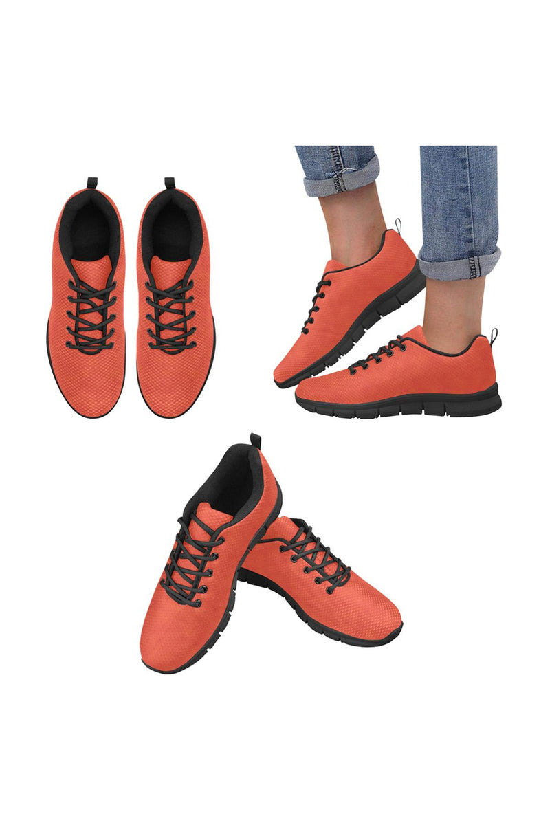 Fiery Orange Women's Breathable Running Shoes (Model 055) - Objet D'Art