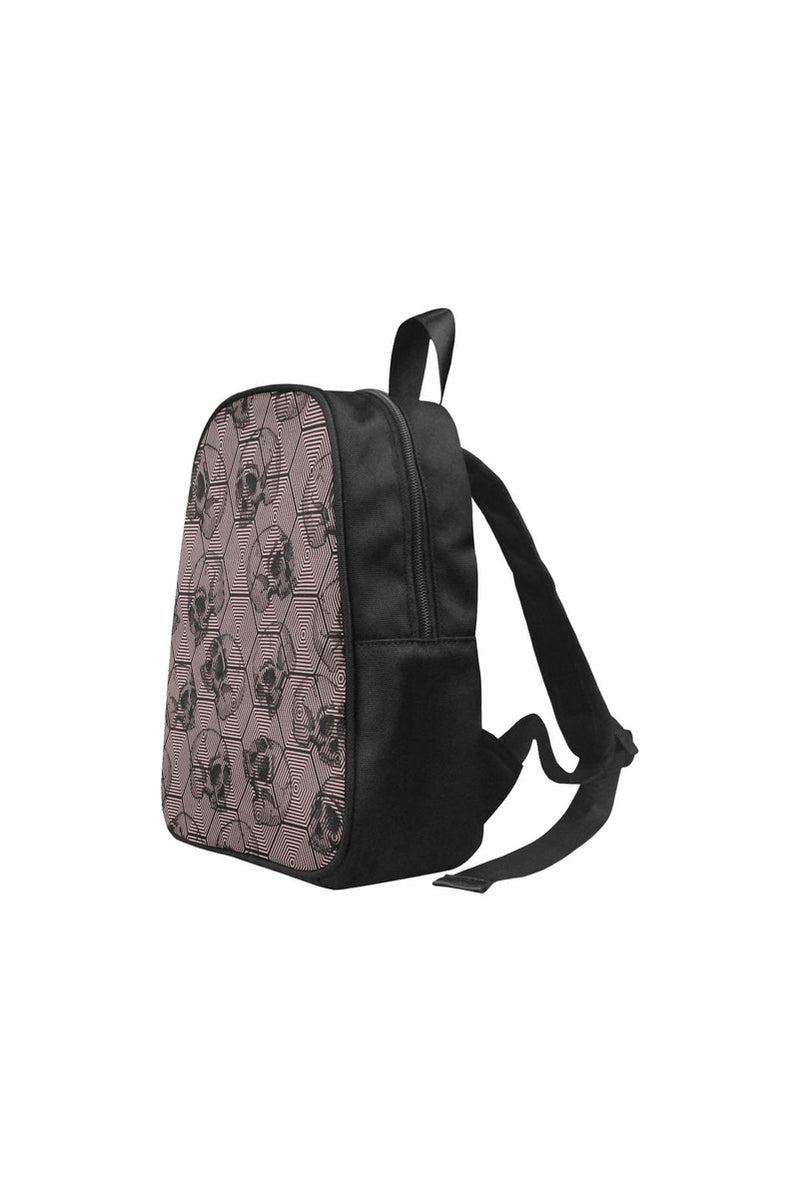 Pressed Rose Skull Print Fabric School Backpack - Objet D'Art