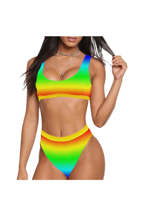 Gradient Art Sport Top & High-Waist Bikini Swimsuit - Objet D'Art