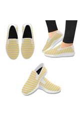 Aspen Gold Mini Stripes Orion Slip-on Women's Canvas Sneakers (Model 042) - Objet D'Art