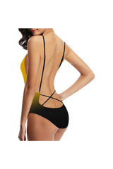 Fade Gold to Black Sexy Lacing Backless One-Piece Swimsuit - Objet D'Art Online Retail Store
