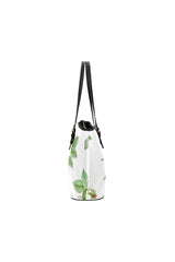 White Floral Leather Tote Bag/Small - Objet D'Art