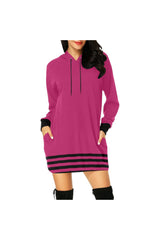 STRIPED PINKH27 - BCK All Over Print Hoodie Mini Dress (Model H27) - Objet D'Art
