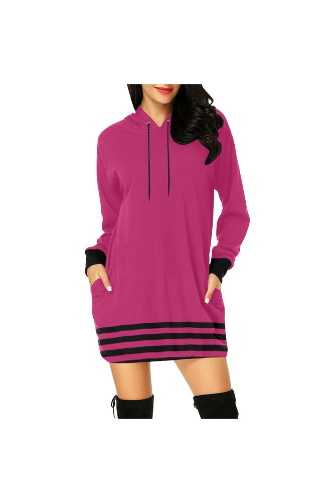 STRIPED PINKH27 - BCK All Over Print Hoodie Mini Dress (Model H27) - Objet D'Art