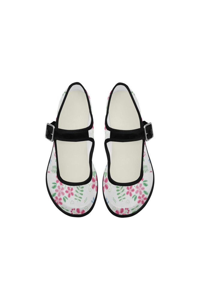 Floral Faux Stitch-work Mila Satin Women's Mary Jane Shoes - Objet D'Art