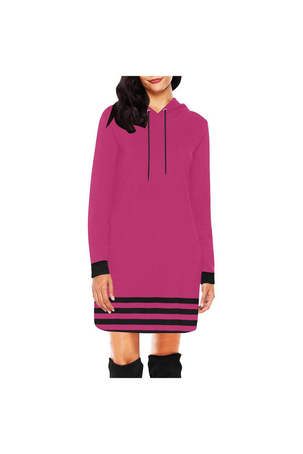 STRIPED PINKH27 - BCK All Over Print Hoodie Mini Dress (Model H27) - Objet D'Art