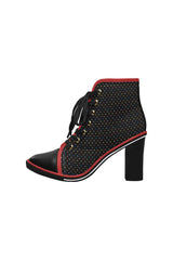 Colored Polkadots Women's Lace Up Chunky Heel Ankle Booties (Model 054) - Objet D'Art