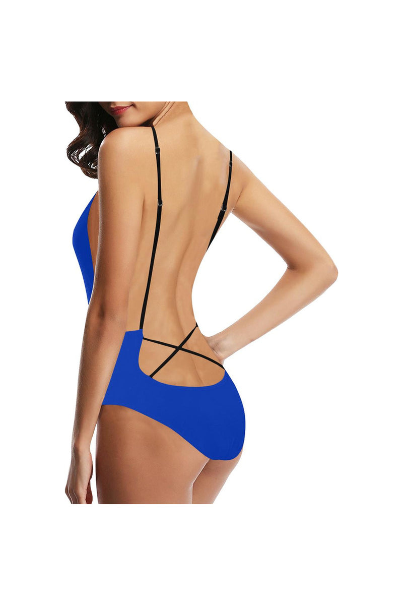 Royal Blue Sexy Lacing Backless One-Piece Swimsuit (Model S10) - Objet D'Art