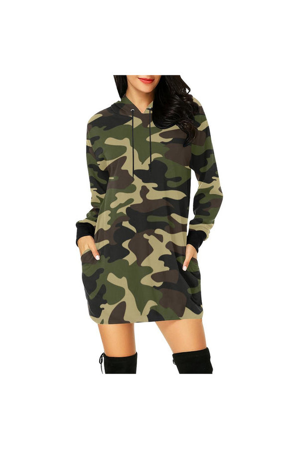 woodland camo hood All Over Print Hoodie Mini Dress Model H27 Objet D Art