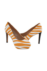 Turmeric Zebra Print and Black Heel Women's High Heels - Objet D'Art