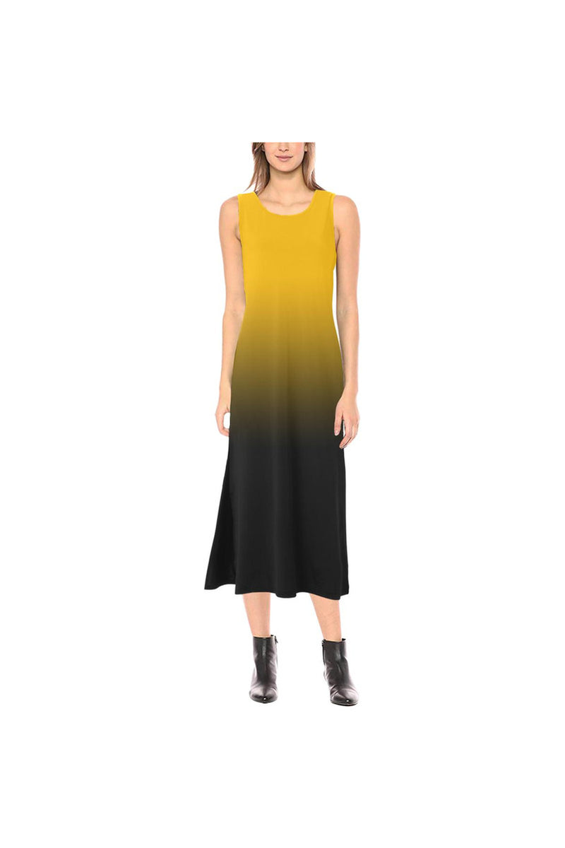 Gold to Black Gradient Phaedra Sleeveless Open Fork Long Dress - Objet D'Art