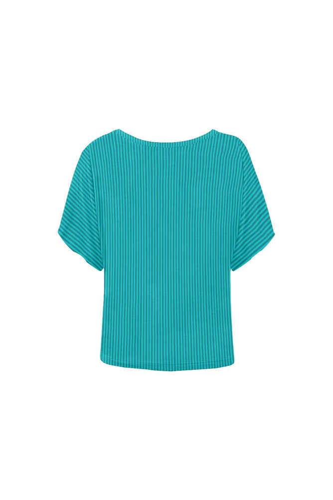 Mint Mini Stripe Women's Batwing-Sleeved Blouse T shirt - Objet D'Art