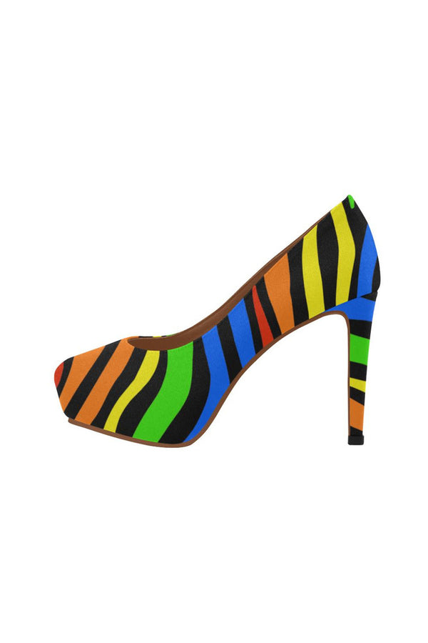 Colorful Zebra Print Women's High Heels - Objet D'Art