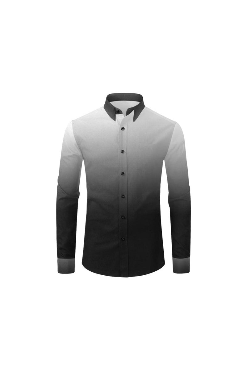 Fade Gray to Black Men's All Over Print Casual Dress Shirt - Objet D'Art Online Retail Store