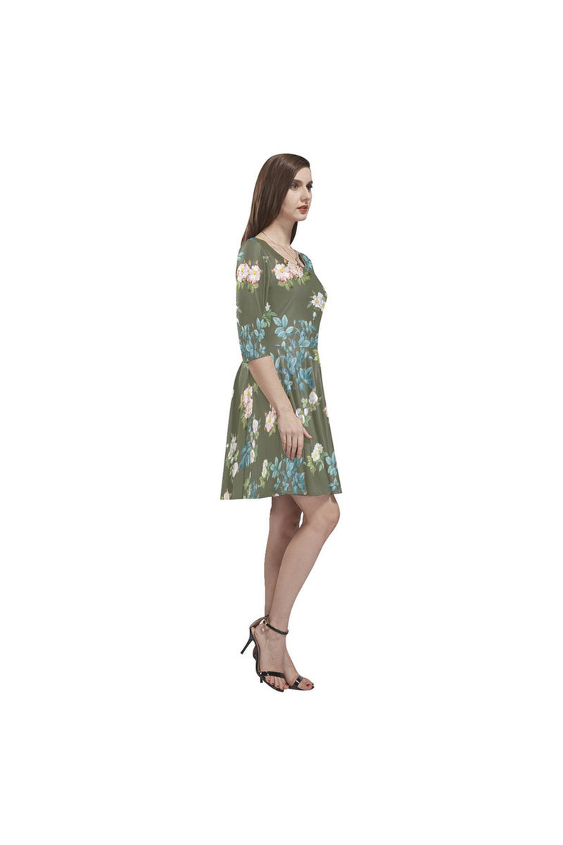Floral Tethys Half-Sleeve Skater Dress - Objet D'Art