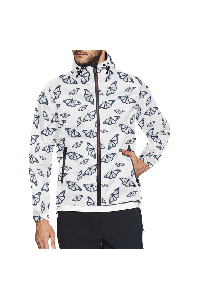 wht butterfly H23 HOOD LR Unisex All Over Print Windbreaker (Model H23) - Objet D'Art