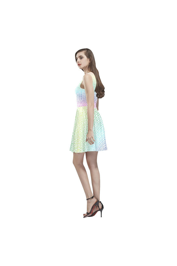 Greek Key Rainbow Thea Sleeveless Skater Dress - Objet D'Art Online Retail Store