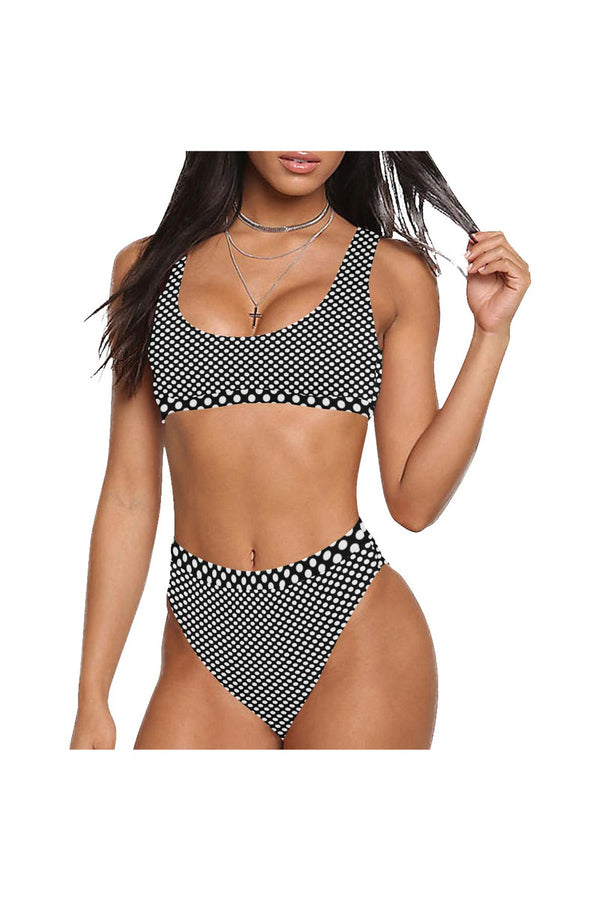 Polka Dot Sport Top & High-Waist Bikini Swimsuit - Objet D'Art