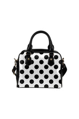 White & Black Polkadots Shoulder Handbag (Model 1634) - Objet D'Art