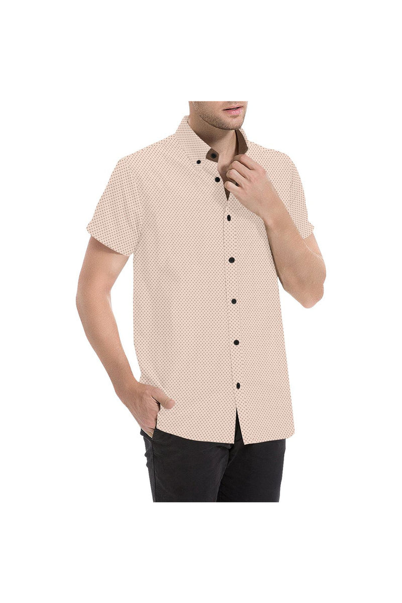 Beige Polka Dot Men's All Over Print Short Sleeve Shirt - Objet D'Art Online Retail Store