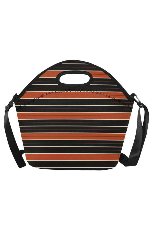 RUST STRIPES Neoprene Lunch Bag/Large (Model 1669) - Objet D'Art