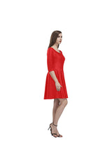 Cranberry Tethys Half-Sleeve Skater Dress(Model D20) - Objet D'Art