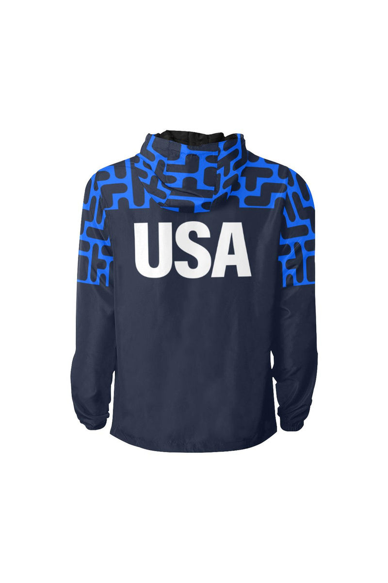 USA - HOOD MID TETRIS All Over Print Quilted Windbreaker for Men (Model H35) - Objet D'Art