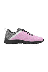 Pink & Black Aztec Women's Breathable Running Shoes (Model 055) - Objet D'Art