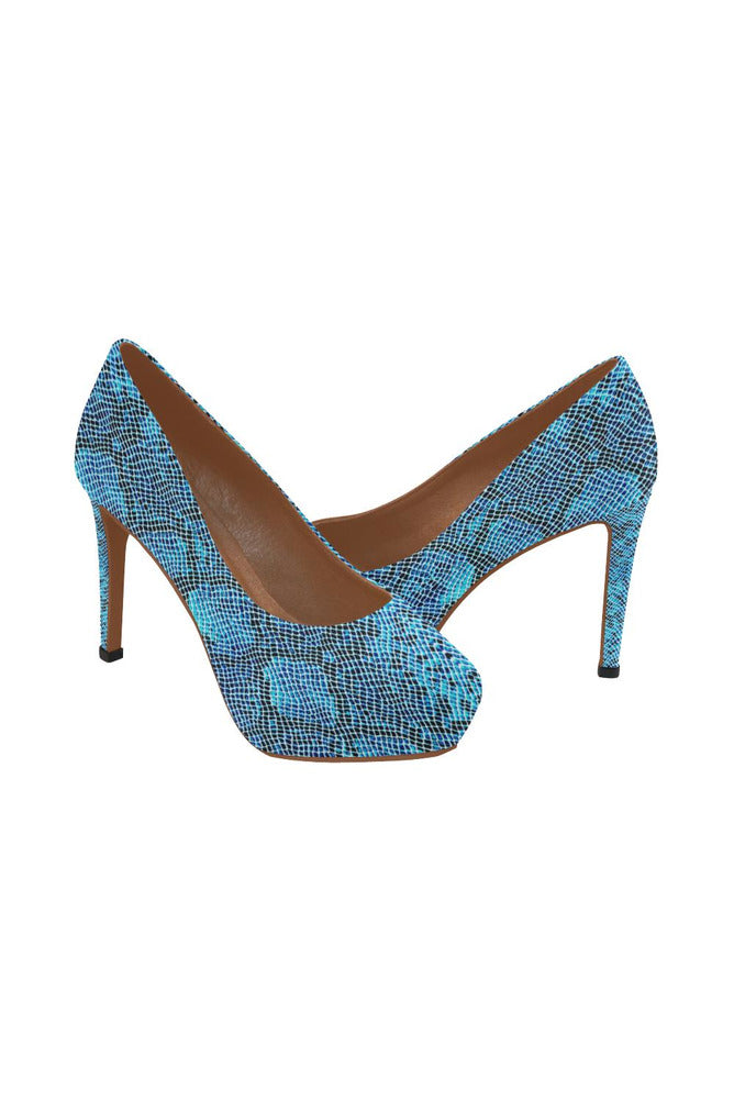 Blue Snakeskin Women's High Heels - Objet D'Art