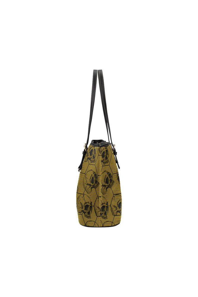 Aspen Gold Skull Print Leather Tote Bag/Small - Objet D'Art