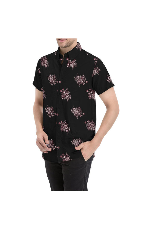 Midnight Black Floral Men's All Over Print Short Sleeve Shirt/Large Size (Model T53) - Objet D'Art