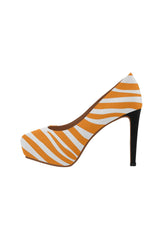 turmeric zebra print 2 Women's High Heels (Model 044) - Objet D'Art