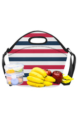 stripesbluegraywhite copy Neoprene Lunch Bag/Large (Model 1669) - Objet D'Art