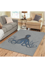 Blue Octopus Area Rug7'x5' - Objet D'Art