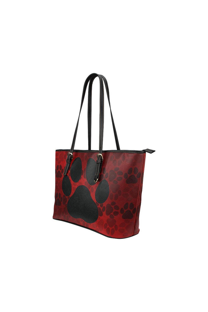 paw print 4 tote bag Leather Tote Bag/Small (Model 1651) - Objet D'Art