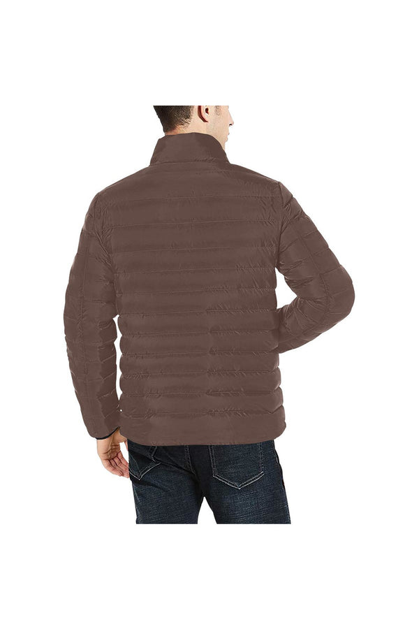 Chestnut Men's Stand Collar Padded Jacket (Model H41) - Objet D'Art