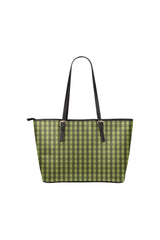 Pepper Stem Plaid D15 BACK Leather Tote Bag/Small (Model 1651) - Objet D'Art