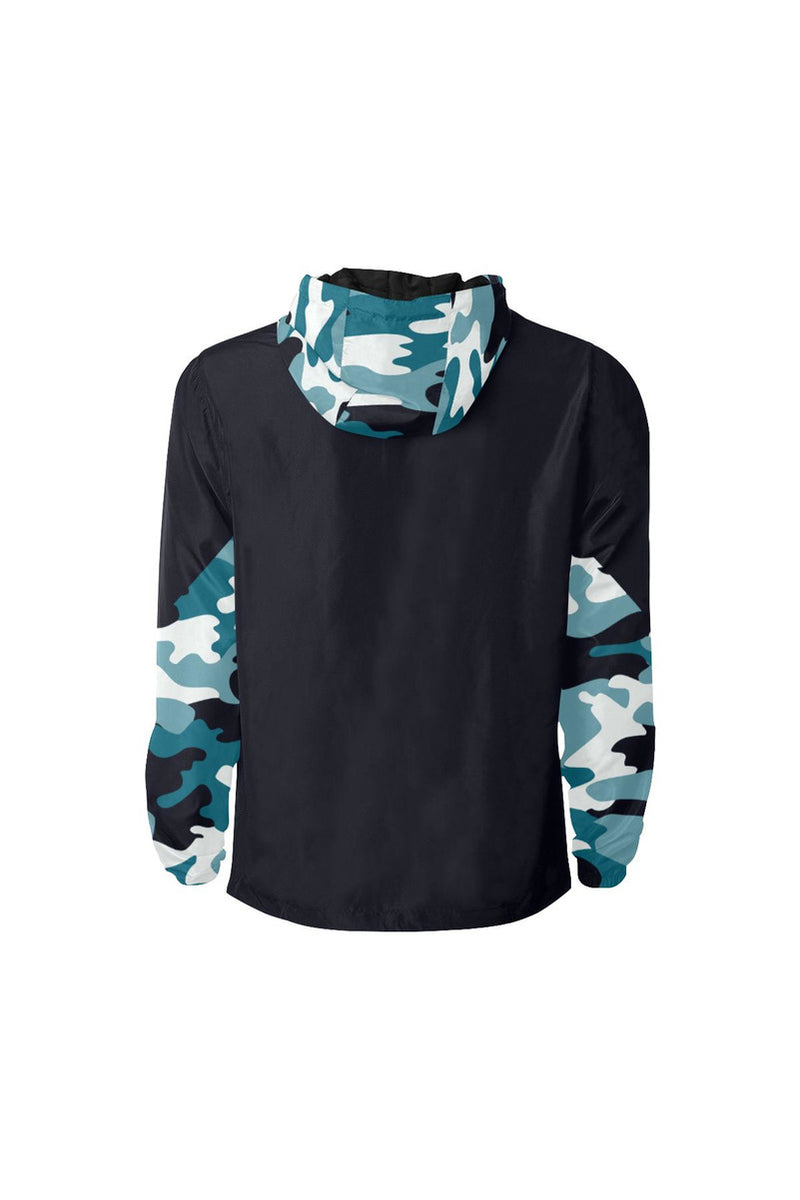 Blue Camouflage Quilted Windbreaker for Men (Model H35) - Objet D'Art