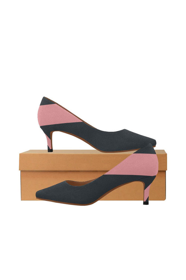 Bold Pink Stripe Women's Pointed Toe Low Heel Pumps - Objet D'Art Online Retail Store