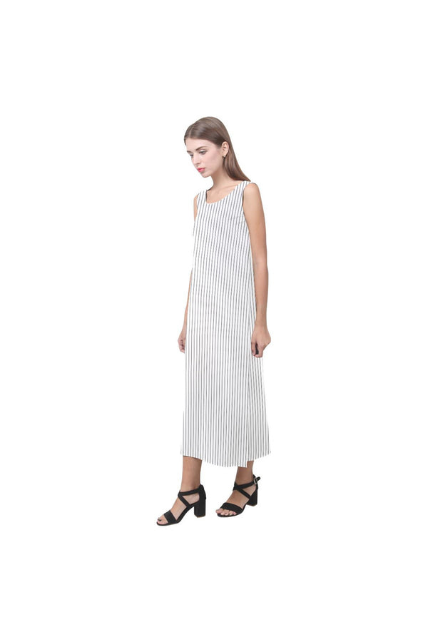 Black & White Vertical Stripe Phaedra Sleeveless Open Fork Long Dress - Objet D'Art Online Retail Store