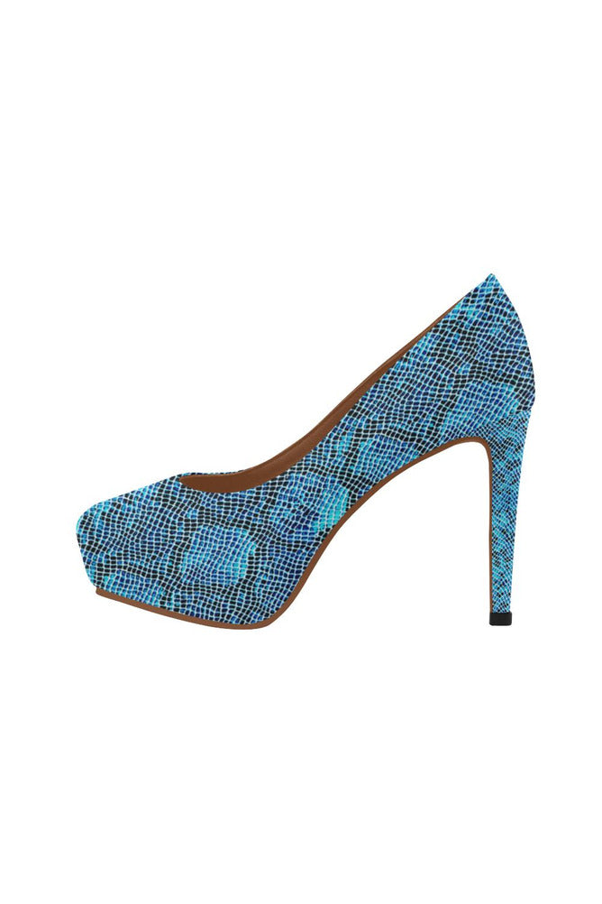 Blue Snakeskin Women's High Heels - Objet D'Art