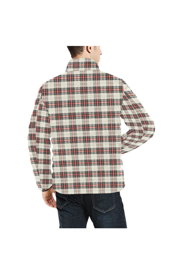 Plaid Men's Stand Collar Padded Jacket (Model H41) - Objet D'Art