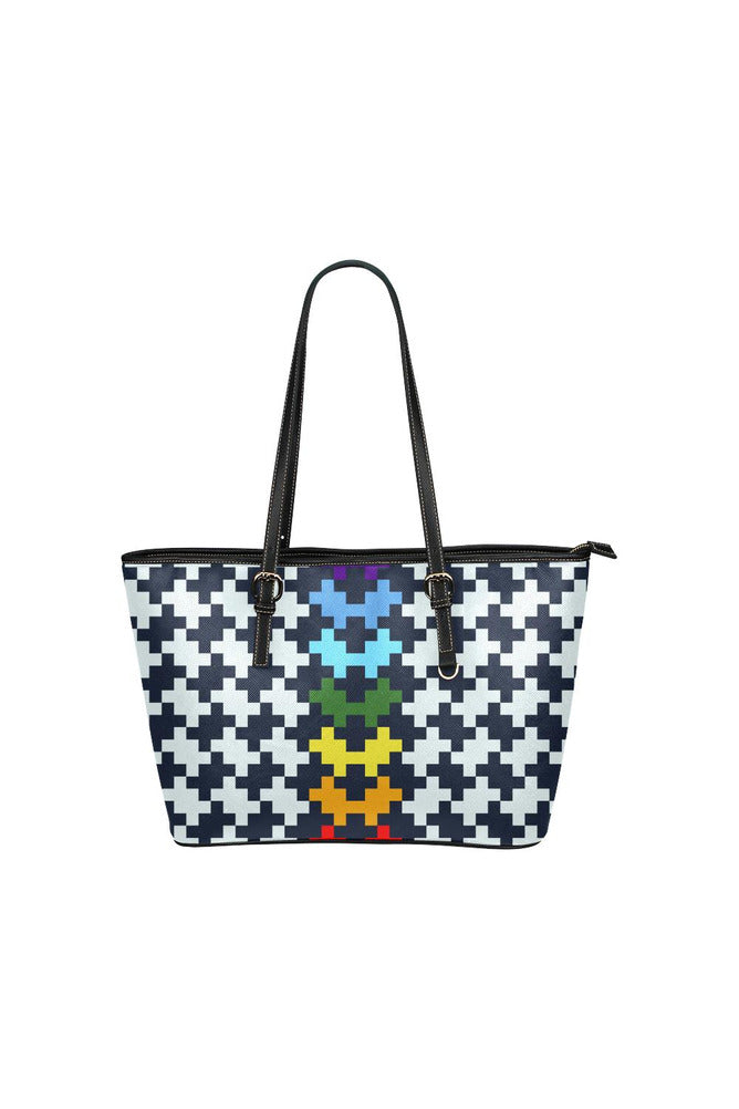 Pixelated Rainbow Leather Tote Bag/Small - Objet D'Art