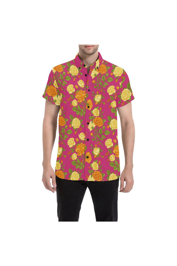 Floral Fellow Men's All Over Print Short Sleeve Shirt (Model T53) - Objet D'Art
