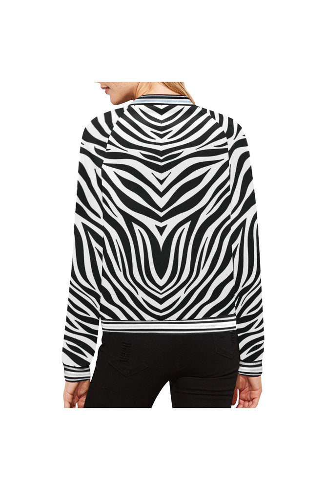 Zebra Print Bomber Jacket for Women - Objet D'Art