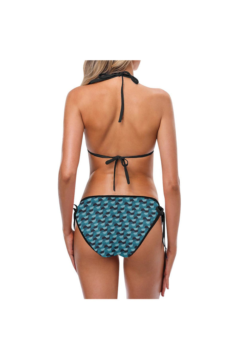 Blue Camouflage Custom Bikini Swimsuit (Model S01) - Objet D'Art Online Retail Store