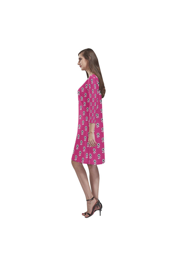 Peacock Pink Floral Rhea Loose Round Neck Dress(Model D22) - Objet D'Art