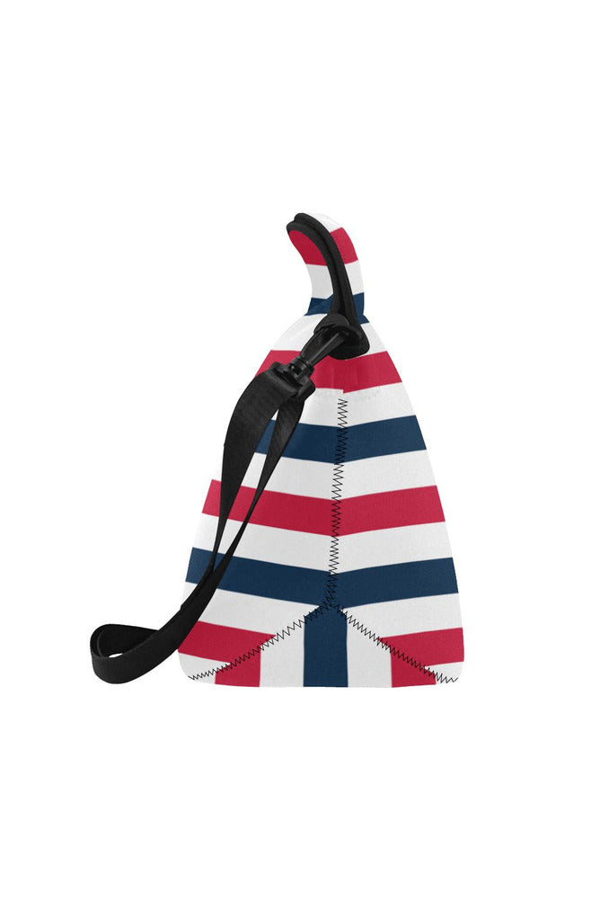 stripesbluegraywhite copy Neoprene Lunch Bag/Large (Model 1669) - Objet D'Art