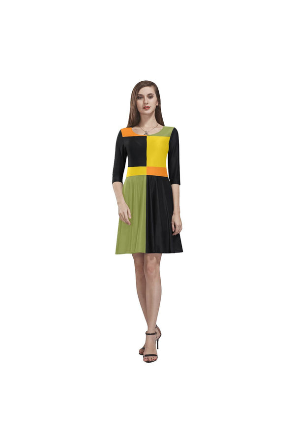 Mondrian Tethys Half-Sleeve Skater Dress - Objet D'Art